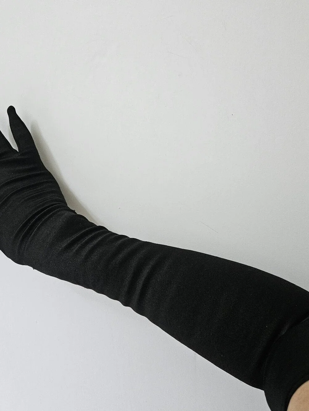 Black Satin Opera Gloves